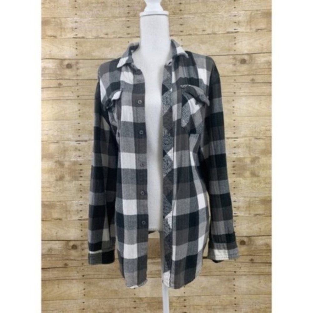 Ocean Current Plaid Shirt, Black, Size XL